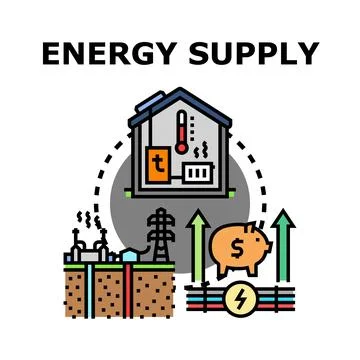 Energy supply system providing heating and power Stock Illustration