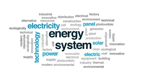 Energy system animated word cloud, text design animation. Stock Footage 80726161