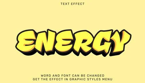 Energy text effect template in 3d style Stock Illustration