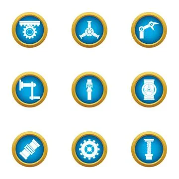 Energy transfer icons set, flat style Stock Illustration