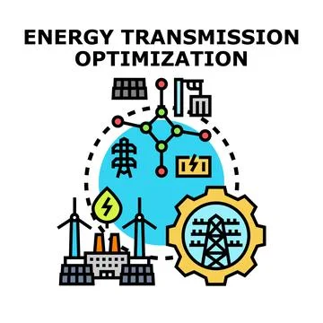 Energy transmission optimization process connecting various power sources Illustrazione stock