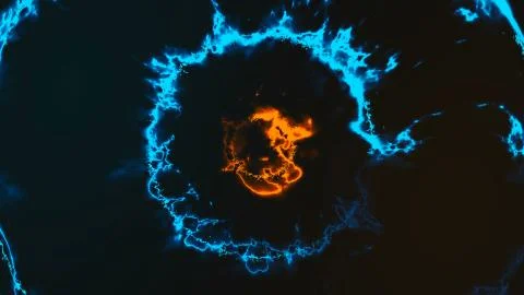 Energy tunnel round with flame effect, modern abstract 3d rendering background 스톡 일러스트