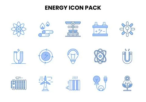 Energy Two Colour Bundle Icons Pack Ilustración de archivo