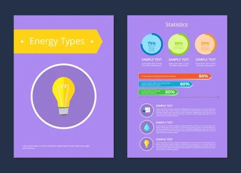Energy Types Statistics Sample Text Colorful Card Stock Illustration