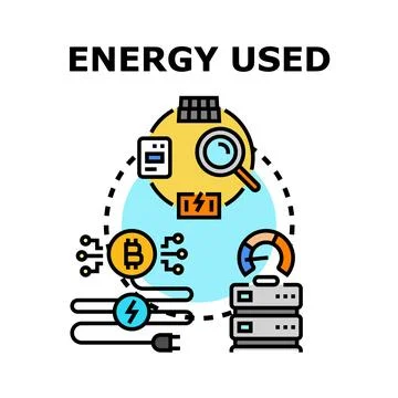 Energy usage and cryptocurrency mining concept Stock Illustration