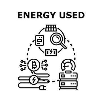 Energy usage and cryptocurrency mining concept Stock Illustration