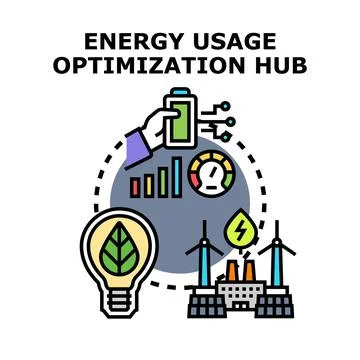 Energy usage optimization hub for efficient renewable sources Illustrazione stock