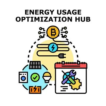 Energy usage optimization hub managing smart consumption Illustrazione stock