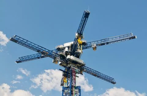Energy Vault tower multi crane located in Switzerland Stock Photos