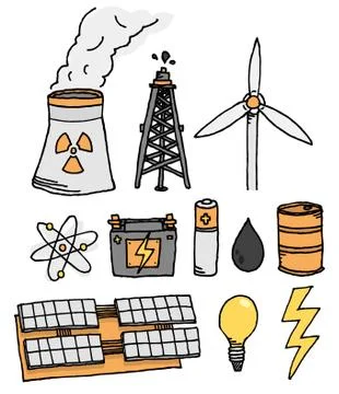 Energy vector icon set / alternative power generation Stock Illustration