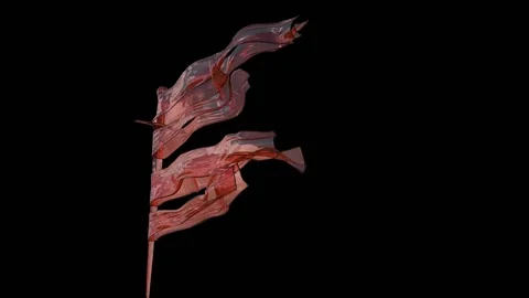 The energy of victory. Red ribbons develop on the sword. Stock Footage 307387395