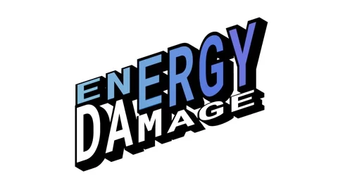 ENERGY vs DAMAGE, 3D Text Animation in Isometric View with Opposite Word Motion Stock Footage 314263439