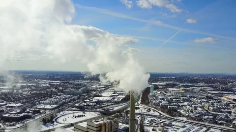 Energy & Waste Facility Smoke Stock Footage