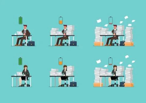 Energy of workers in office concept Stock Illustration