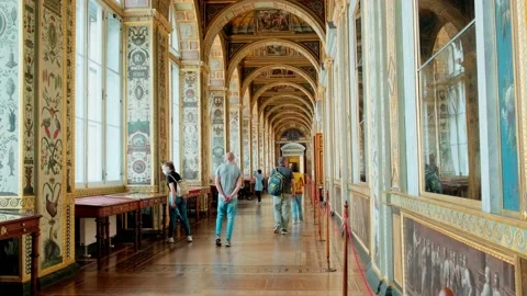 Enfilade of the in the museum corridor Stock Footage 154654867