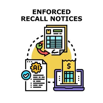 Enforced recall notices process and administration concept Stockillustratie