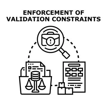 Enforcement of validation constraints concept vector illustrating processes Stock Illustration