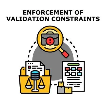 Enforcement of validation constraints concept vector illustrating processes Stock Illustration