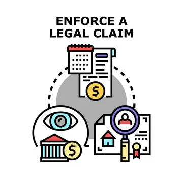 Enforcing legal claims process applying court rules Stockillustratie