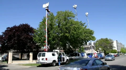 ENG TV News Vans Stock Footage