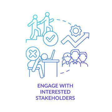 Engage with interested stakeholders blue gradient concept icon Stock Illustration