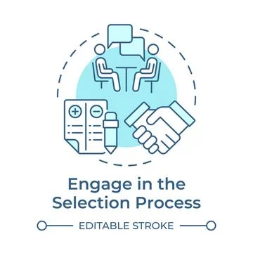 Engage in the selection process soft blue concept icon 스톡 일러스트