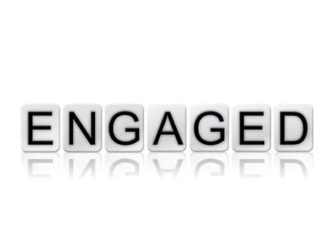 Engaged Concept Tiled Word Isolated on White Stock Illustration