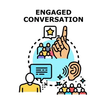 Engaged conversation concept for communication and discussion Stock Illustration