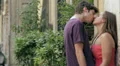 an engaged couple kissing on the wall and holding your hand - lover - love HD Footage