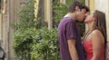 an engaged couple kissing on the wall and hold your hand - lover - love HD Footage