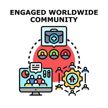 Engaged worldwide community collaborating and sharing ideas Stock Illustration