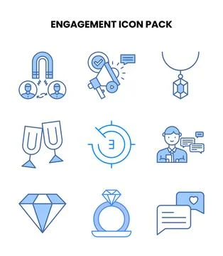 Engagement Blue Graphics Icons Pack Stock Illustration