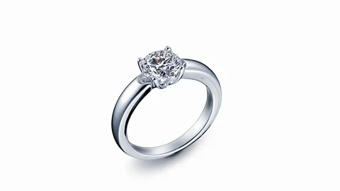 Engagement diamond ring on white background Stock Footage 86465810