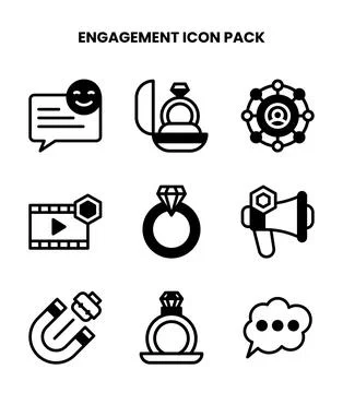 Engagement DuoTone Bundle Icons Pack Stock Illustration