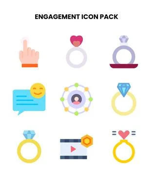 Engagement Flat Design Icons Pack Stock Illustration