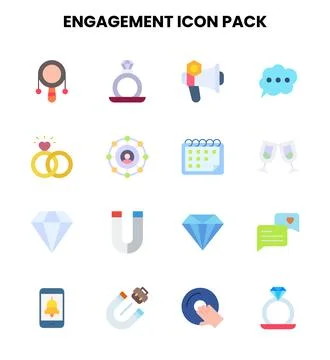Engagement Flat Icons Pack Stock Illustration