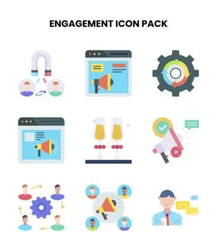 Engagement Flat Scalable Icons Pack Stock Illustration