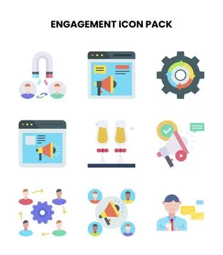 Engagement Flat Vector Icons Pack Stock Illustration