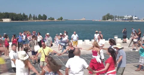 Engagement folk dance seafront Stock Footage 78999539
