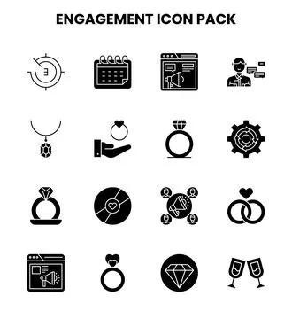 Engagement Glyph Graphics Icons Pack Illustrazione stock