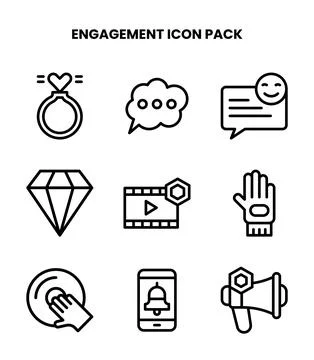 Engagement Line Bundle Icons Pack Stock Illustration