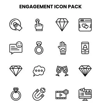 Engagement Line Icons Pack Stock Illustration