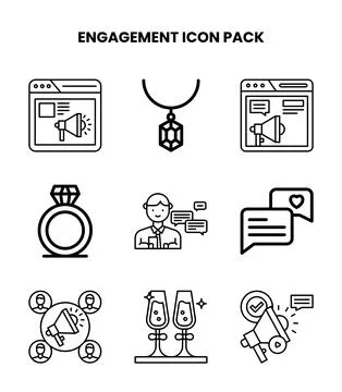 Engagement Line Icons Pack Stock Illustration
