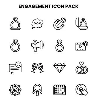 Engagement Line Scalable Icons Pack Stock Illustration