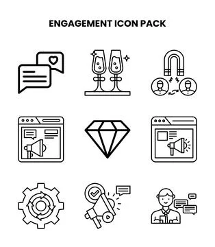 Engagement Line Set Icons Pack Stock Illustration