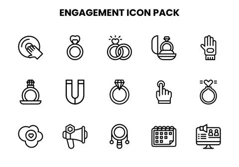Engagement Line Vector Icons Pack Illustrazione stock