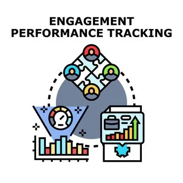 Engagement performance tracking and team management analysis Stock Illustration