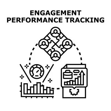 Engagement performance tracking and team management analysis Stock Illustration