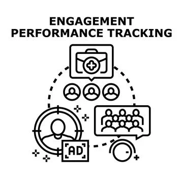 Engagement performance tracking marketing analysis optimizing strategy Stock Illustration