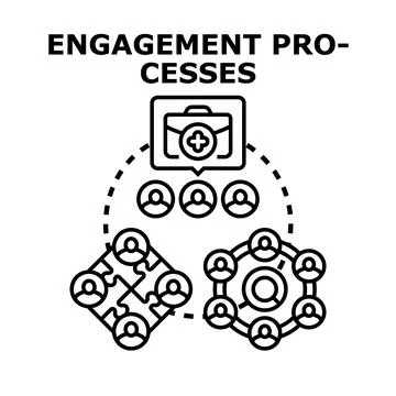 Engagement processes icon illustrating teamwork business strategy Stock Illustration